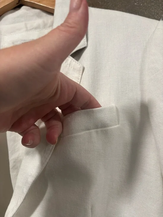 J Crew Schoolboy 100% linen long sleeved cream lined blazer size 8 - Picture 9 of 10